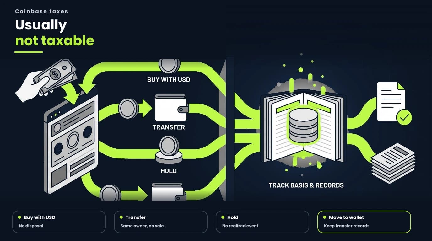 Coinbase activities that are usually not taxable