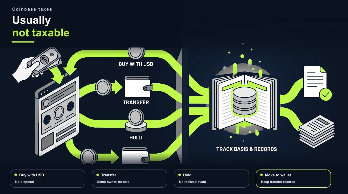 Coinbase activities that are usually not taxable