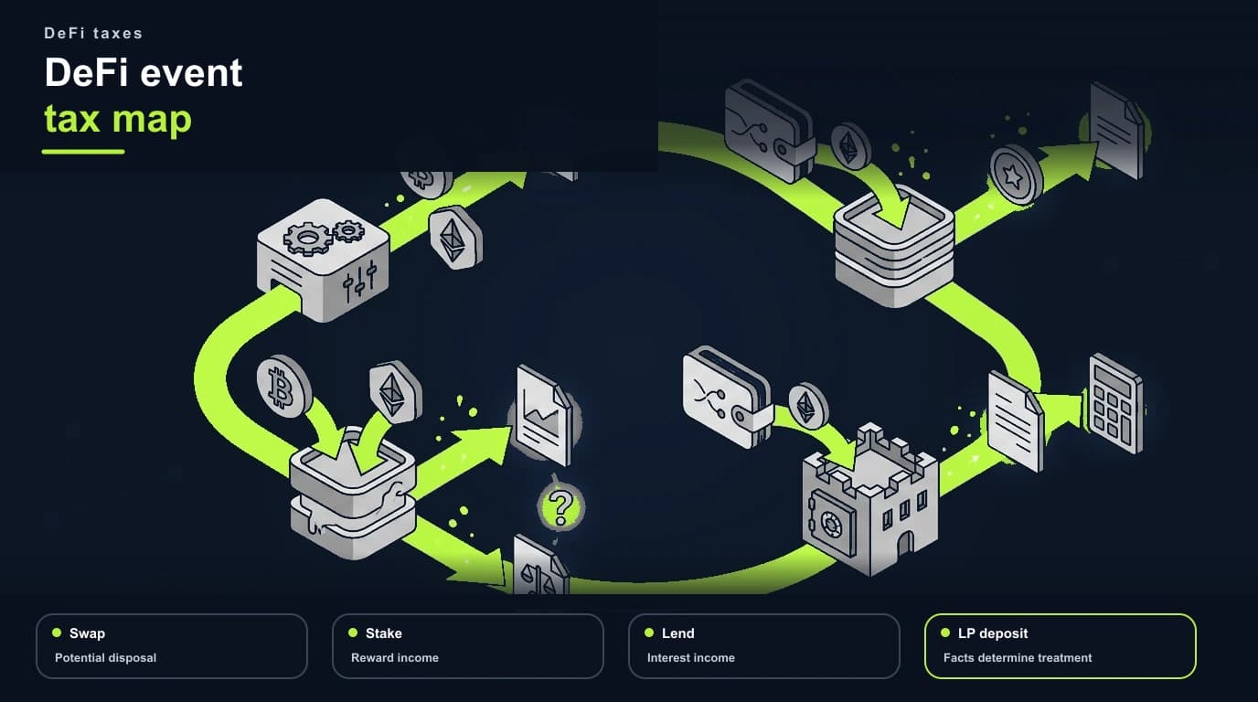 Tax treatment map for common DeFi activities