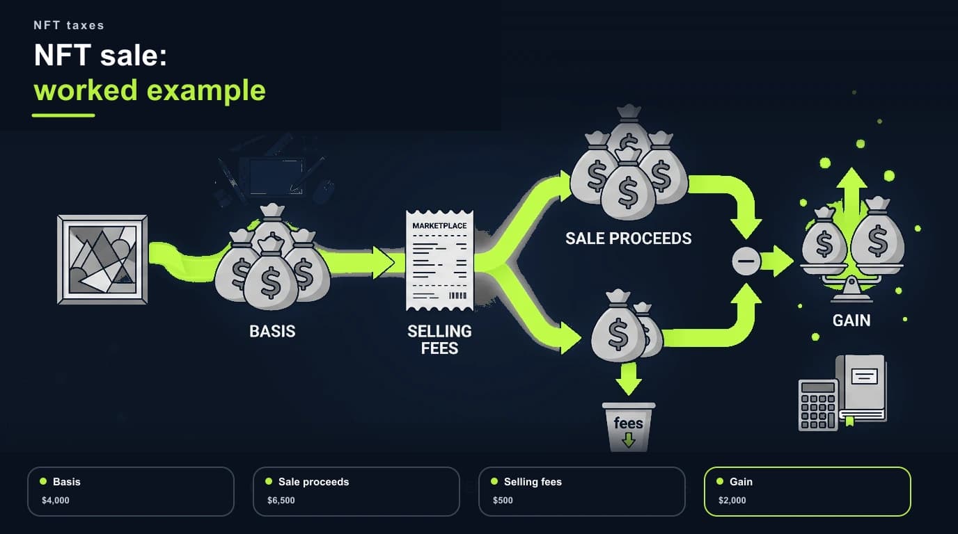 Worked example of an NFT capital gain calculation