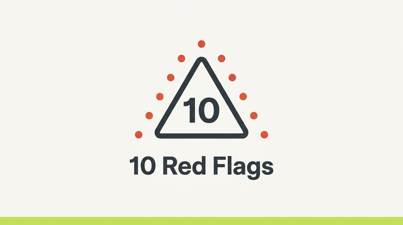 10 Red Flags Your Crypto Tax Preparer Is in Over Their Head — hero image with warning sign motif and icons representing each red flag