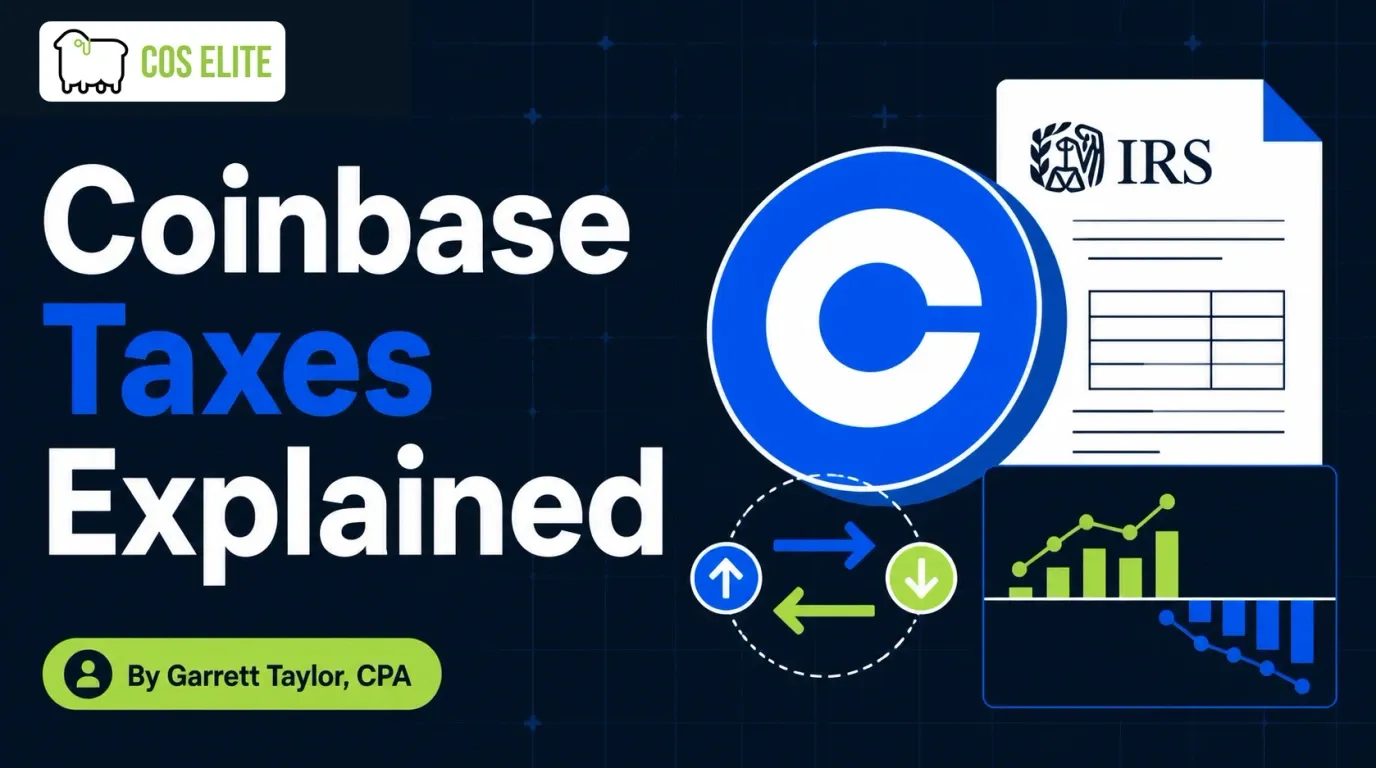 Coinbase Taxes Explained cover by COS Elite